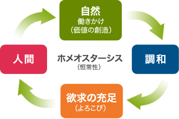 ホメオスタシス(恒常性)自然→調和→欲求の充足→人間